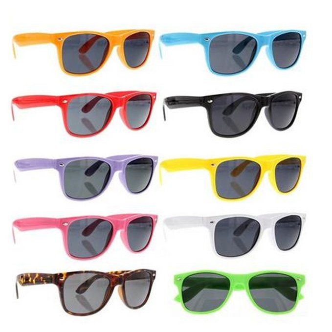 SCLM Wayfarer 80's Style Sunglasses 10 Bulk Pack Lot Neon Color Party Glasses