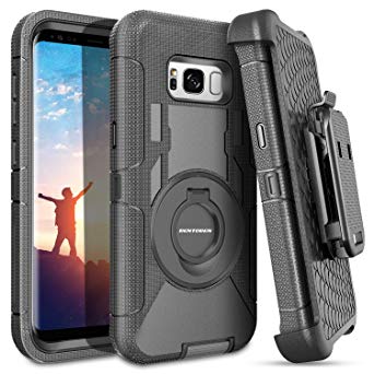 S8 Plus Case,Galaxy S8 Plus Case,BENTOBEN Ring Kickstand Belt Clip Holster, Heavy Duty Shockproof Rugged Bumper Hybrid Full Body Protective Case for Samsung Galaxy S8 Plus(6.2 inch)for Men/Boys, Black