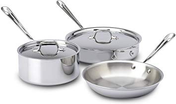 All-Clad 401599 Stainless Steel Tri-Ply Bonded Dishwasher Safe Cookware Set, 5-Piece, Silver