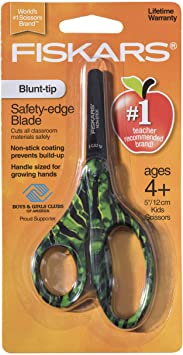 Fiskars Scissors for Kids 5 Inch Heavy Duty Safety Cut Scissors w/Blunt Tip, Round Edge & Non Stick Design Perfect for Kindergarten or Grade School Classroom #1 Youth Scissors Brand for Ages 4