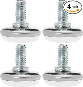 uxcell M8 x 25 x 30mm Screw on Furniture Glide Leveling Feet Floor Protector Adjustable Leveler for Chair Machine Leg 4 Pack