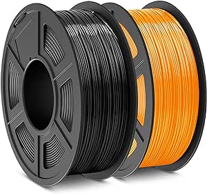 SUNLU ABS Filament 1.75mm 3D Printer Filament, Strong and Durable, Heat Resistance, Excellent Toughness, Individually Vacuum Packed, 2kg in Total, 1kg per Spool, Pack of 2, Black Orange