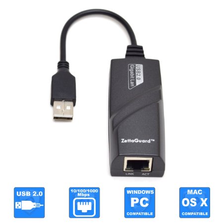 Zettaguard USB 20 to 101001000 Mbps Gigabit Ethernet LAN Wired Network Adapter 10097