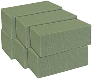 Premium Dry Floral Foam Bricks, Green Styrofoam Foam Blocks, 6 Pack - Great for Artificial Floral Dried Arrangements Decorations, Permanent botanicals or Any Arts & Crafts Project.
