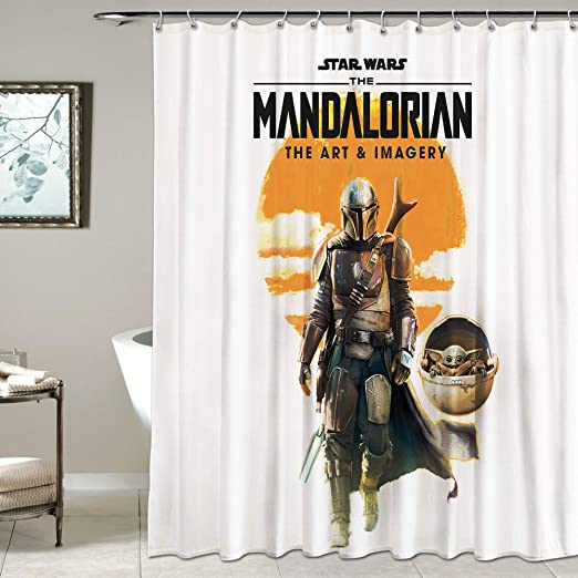 Manda_lorian Fabric Shower Curtain Merchandise Baby Yo_da Shower Curtain Set for Showers Bathroom Decor 72x72in