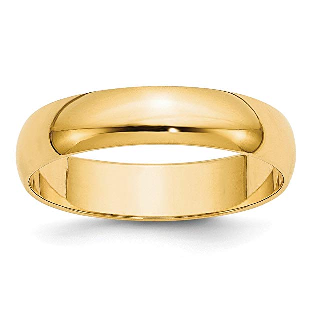Jewelry Stores Network Solid 14k Yellow Gold 5 mm Rounded Wedding Band Ring