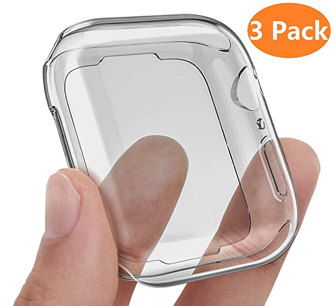 Monoy Case Apple Watch Series 4 Screen Protector 44mm, [3-Pack] All Around Soft TPU Protective Cover Case iWatch 4 44mm (Clear)