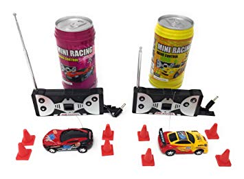 Mini RC Remote Control Car - 2 Pcs Racing Game Set - Smallest Toy Race Cars For Kids Wireless Controlled - Small Miniature Micro Toys Fast Action Racers Vehicles in Soda Can - STYLES COLORS WILL VARY