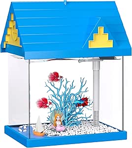 FREESEA Home Betta Fish Tank: 2 Gallon Glass Aquarium Tanks Kits for Living Room Study Bedroom Kitchen Desk Top Bedside Table