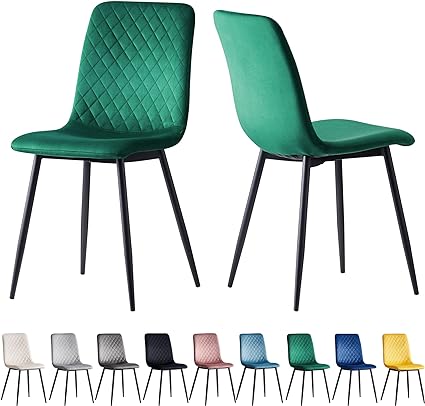 mcc direct Set of 2 Designer Velvet Fabric Dining Chairs Metal Legs Lexi Chairs (Green)