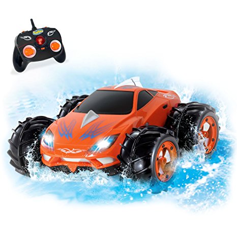 KidiRace Amphibious Remote Control Car - Orange - 360 Degree Spin Aqua Stunt RC Car