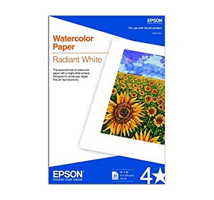 Epson Watercolor Paper Radiant, White, 13 x 19 Inches, 20 Sheets (S041351)