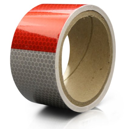 XFasten Reflective Tape, Red & White, 2 Inches by 5 Yards