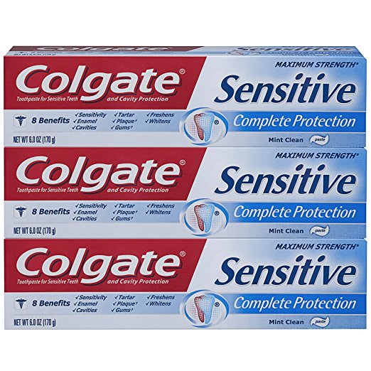 Colgate Sensitive Toothpaste, Complete Protection, Mint - 6 ounce (3 Pack)