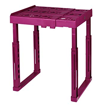 Tools for School Locker Shelf. Adjustable Height and Width. Stackable and Heavy Duty. Holds 40 lbs. per Shelf (Single, Magenta)