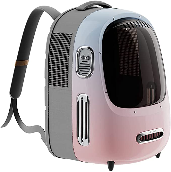 PETKIT Sac à Dos pour Chat, Sac à Dos de Voyage Portable pour Chiots, Ventilateur Intégré et Dispositif d'éclairage, Sac à Dos pour Animaux de Compagnie Bien Ventilé, Confortable et Léger (Rose)