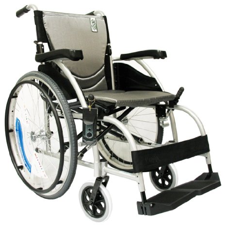 Karman Healthcare S-105 Ergonomic Ultra Lightweight Manual Wheelchair, Pearl Silver, 16 Inches Seat Width