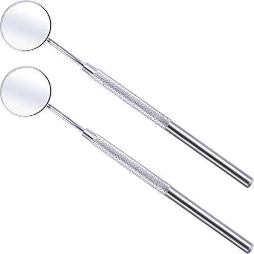 Boao 2 Pieces Eyelash Extension Mirror Detachable Mini Mirrors Stainless Steel Beauty Tools for Observing Small Details