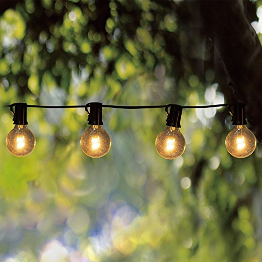 Goothy Globe String Lights with G40 Bulbs (25ft.) UL Listed Backyard Patio Lights Garden Bistro Party Natural Warm Bulbs Cafe Hanging Umbrella Lights on Light String Indoor Outdoor-Black