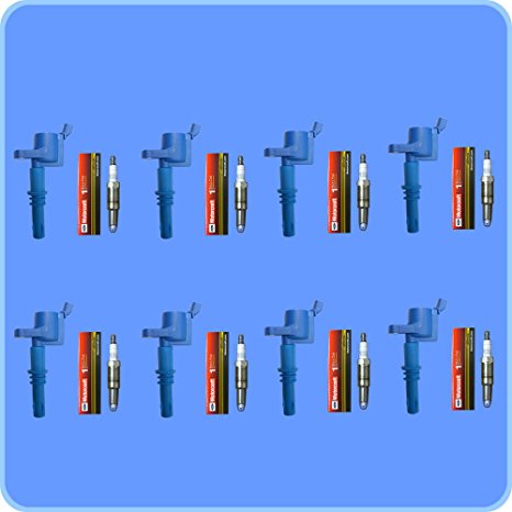 Set of 8 Motorcraft Spark Plugs SP-515 PZH14F   8 ADP Ignition Coils For 2005 2006 2007 2008 Ford F150 F-150 GDG511 GD511 FD508