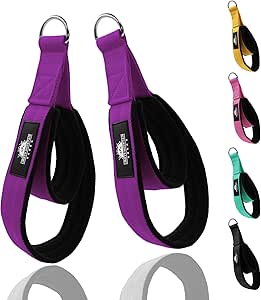 1 Pair Pilates Double Loop Straps for Reformer Fitness D-Ring Straps Handle, Yoga Exercise Accessories for Home Gym Workout