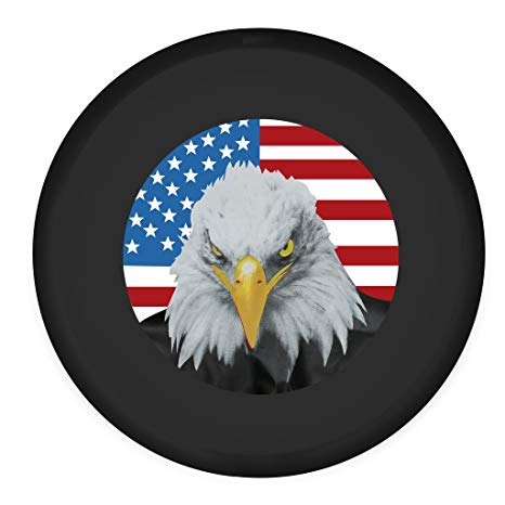 Moonet American Flag Eagle Head Spare Car Tire Cover Jeep RV Truck SUV Camper Wheel CareR18(83cm/32.67inch)