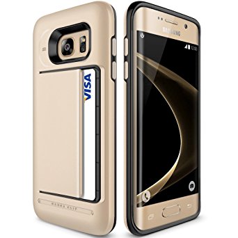 Galaxy S7 Edge Case, VRS Design [Damda Clip][Dark Silver] - [Card Slot][Drop Protection][Heavy Duty][Money Clip][Wallet] - For Samsung Galaxy S7 Edge SM-G935 Devices (Gold )