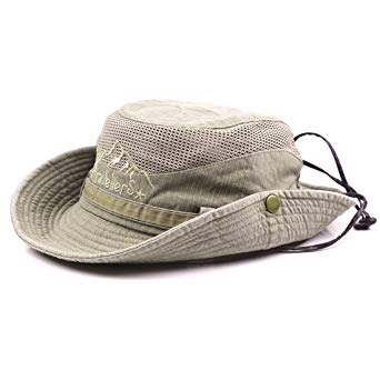 King Star Men Summer Cotton Cowboy Sun Hat Wide Brim Bucket Fishing Hats