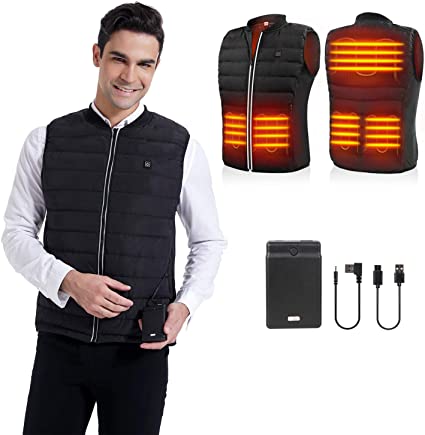 PETREL Heated Vest for Men with Battery Pack Electric Lightweight Heated Jacket Rechargeable USB Heated Coat for Hunting Fishing Hiking Skiing Camping