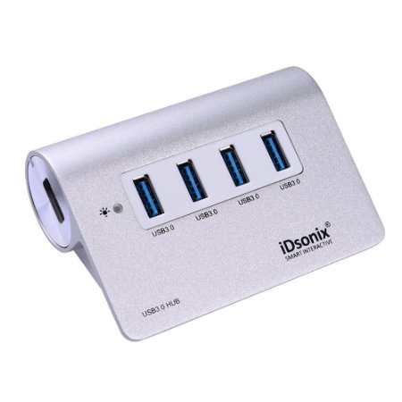 iDsonix 4-Port USB 3.0 Premium Aluminum USB Hub for iMac/MacBook Air/ MacBook Pro/MacBook/Mac Mini/PCs/Laptops