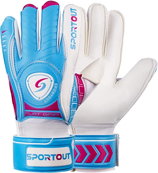 Sportout Goalie Gloves, Goalkeeper Gloves with Fingersave, Soccer Gloves, Breathable Soccer Goalie Gloves, 4mm Latex, for Kids Youth and Adult