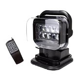 Suparee 1pcs Black 12v 24v 50w 360 Cree LED Rotating Remote Control Work Light Spot for SUV Boat Home Security Farm Field Protection Emergency Lighting Garden Etc