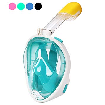 Full Face Snorkel Mask DasMeer Seaview 180°GoPro Compatible Snorkeling Mask with Easy Breathing Easy Draining and Anti-Fog Anti-Leak Adjustable Headband Design for Adults Kids Swimming Sea