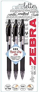 Zebra Sarasa Gel Pen - Black (Pack of 3)