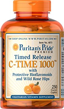 Puritan's Pride Vitamin C-1000 mg with Rose Hips Timed Release-250 Caplets