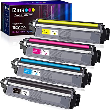 E-Z Ink (TM) Compatible Toner Cartridge Replacement for Brother TN221 TN225 (1 Black, 1 Cyan, 1 Magenta, 1 Yellow) 4 Pack