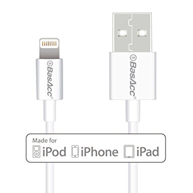 BasAcc® Apple MFI Certified Lightning to USB Data Charging Sync Cable for Apple iPod Touch 6th Gen Apple iPhone 6 / 6 Plus, iPad Air 2 and More (White, 3.3ft, 1m)
