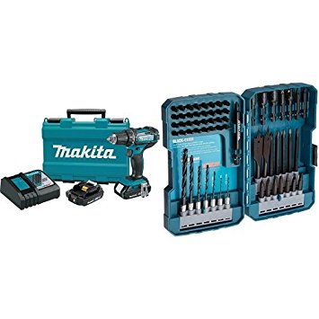 Makita XFD10R 18V Compact Lithium-Ion Cordless 1/2" Driver-Drill Kit with Impact Drill-Driver Bit Set, Black Oxide, 70-Piece