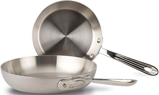 All-Clad M000AC2 D5 Stainless Steel Frying Pan Cookware Set, 8/10 in, Silver