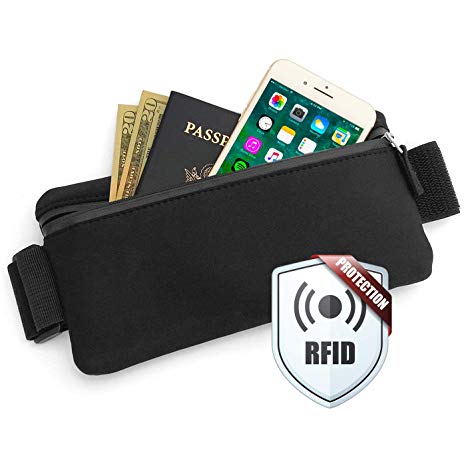Gearproz Waist Pack Money Belt - RFID Protection for Passport and Credit Cards