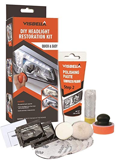 Visbella DIY Vehicle Headlight Restoration Kit, Headlight Restore Cleaner with UV Protection (Manual/Handheld)