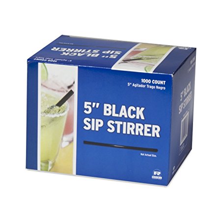 Royal 1000 Count Sip Swizzle Straw, 5-Inch, Black