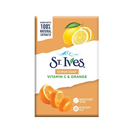 St Ives Vitamin C & Orange bathing scrub soap| Exfoliating soap with Walnut & Coconut|Made with 100% Natural Extracts|for Natural Glowing skin|PETA approved|Cruelty Free|Offer Pack Buy 4 Get 1 Free
