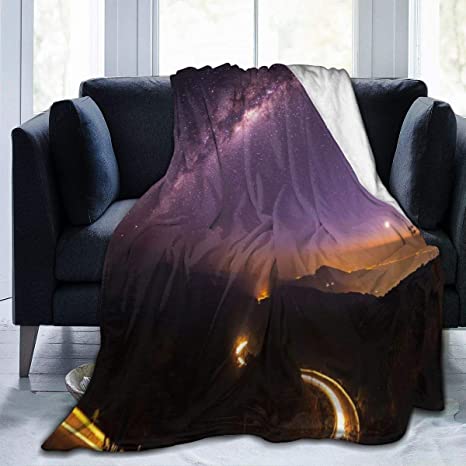 Janrely Ultra-Soft Micro Fleece Blanket,Milky Way and Stars in The Night Sky Very Beautiful,Home Decor Warm Throw Blanket for Couch Bed,80"X 60"