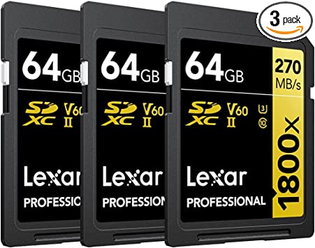 Lexar Professional 1800x SDXC UHS-II Card Gold Series, 64GB - (3-Pack)