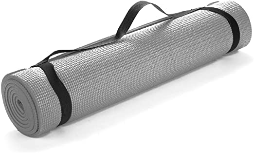 Mind Reader YOGAPVC-PUR All Purpose Extra Thick Yoga Fitness & Exercise Mats with Carrying Strap, High Density Anti-Tear