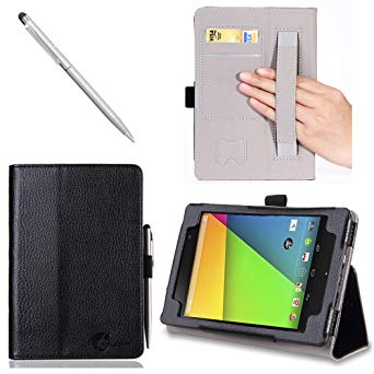 i-Blason The New Nexus 7 2 FHD (2nd Generation) Auto Wake/Sleep [Slim Book] Stand Case Cover (Elastic Hand Strap, Multi-Angle, Card Holder, Three Year Warranty) 16GB 32GB (Black)