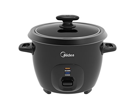 Midea 3-Cup Rice Cooker with Steamer, Black