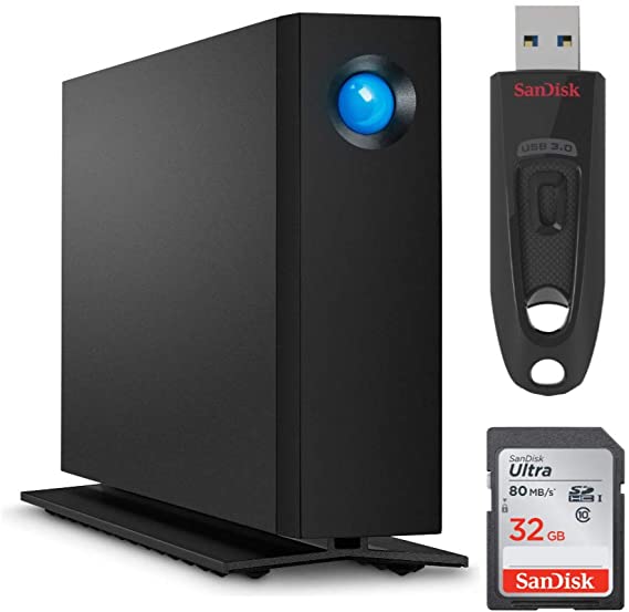 LaCie d2 Professional 10TB External Hard Drive Desktop HDD - Thunderbolt 3 USB-C USB 3.0, 7200 RPM Enterprise Class Drives, for Mac and PC Desktop, 1 Month Adobe CC STHA10000800 w/ 32GB Storage Bundle