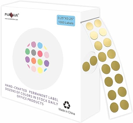 PARLAIM 0.25 Inch Color-Code Dot Stickers,1000 Stickers Roll Coding Label Sticker for Office,Student Classroom(Glod)